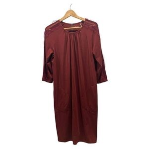Garnet Hill Dress Knit 3/4 Lace‎ Sleeve Surplice Tencel Womens Small Minimalist